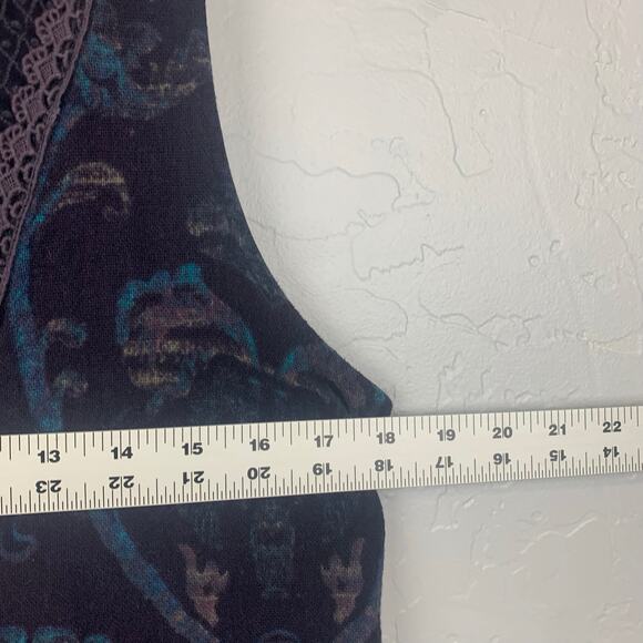 Free People Maribelle Mini Dress Womens Medium Blue Embroidered Sheer Neckline - Picture 8 of 10